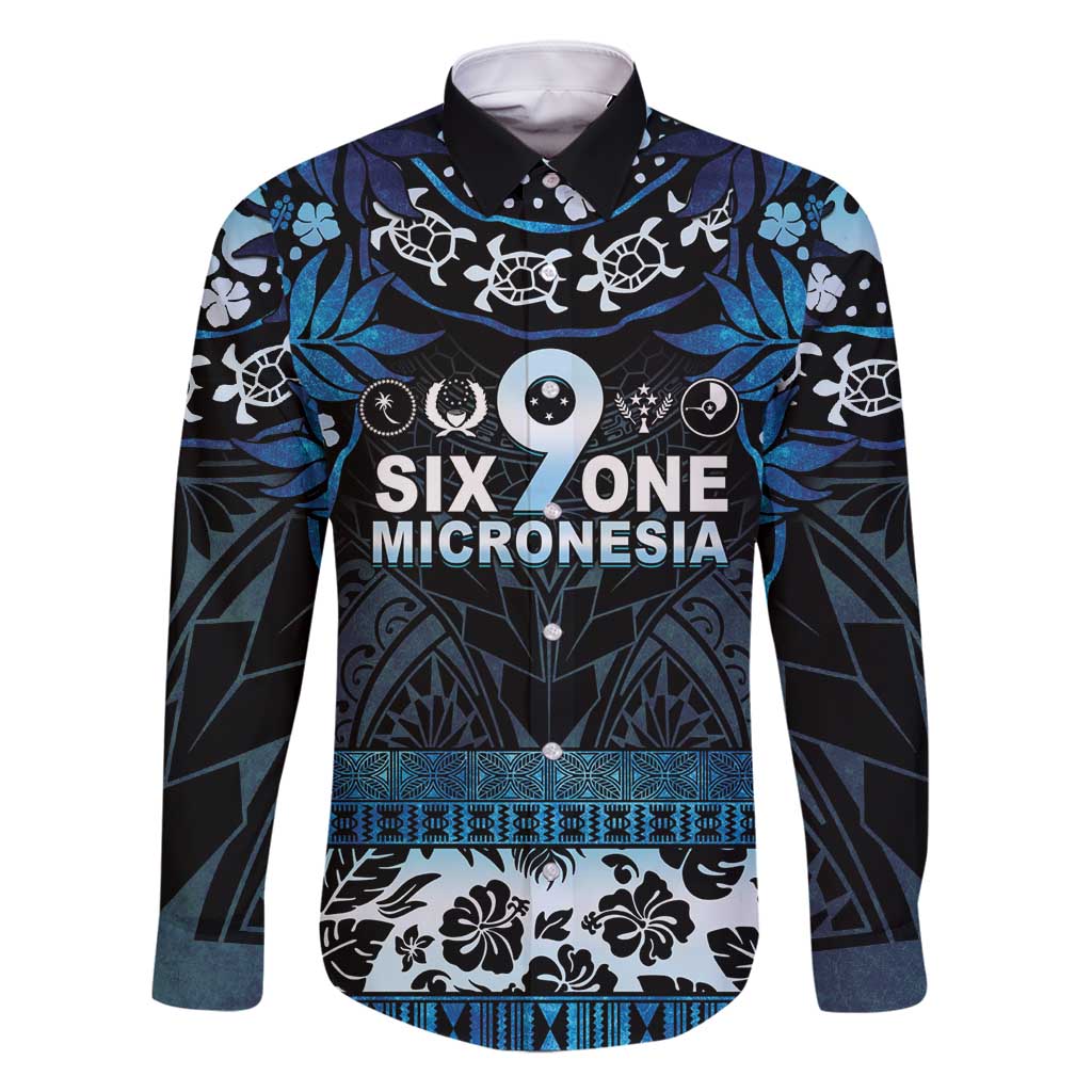 Micronesia FSM 691 Family Matching Tank Maxi Dress and Hawaiian Shirt Respect Culture LT05 Dad's Shirt - Long Sleeve Blue - Polynesian Pride