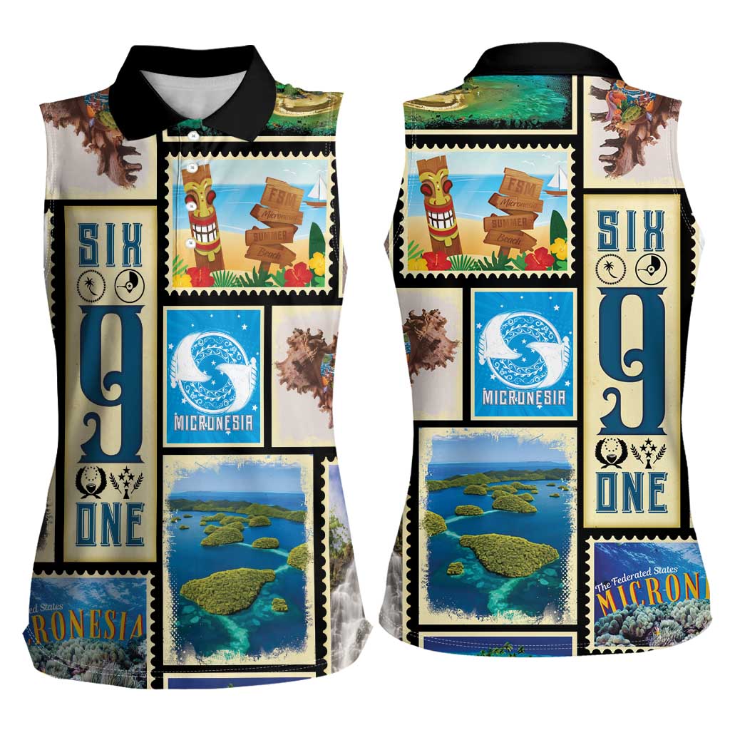 FSM Micronesia Culture Women Sleeveless Polo Shirt