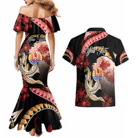 Personalised French Polynesia Victory Day Couples Matching Mermaid Dress and Hawaiian Shirt Polynesian Pattern Plumeria LT05 - Polynesian Pride