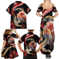 Personalised French Polynesia Victory Day Family Matching Summer Maxi Dress and Hawaiian Shirt Polynesian Pattern Plumeria LT05 - Polynesian Pride