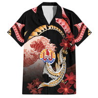 Personalised French Polynesia Victory Day Family Matching Summer Maxi Dress and Hawaiian Shirt Polynesian Pattern Plumeria LT05 Dad's Shirt - Short Sleeve Black - Polynesian Pride