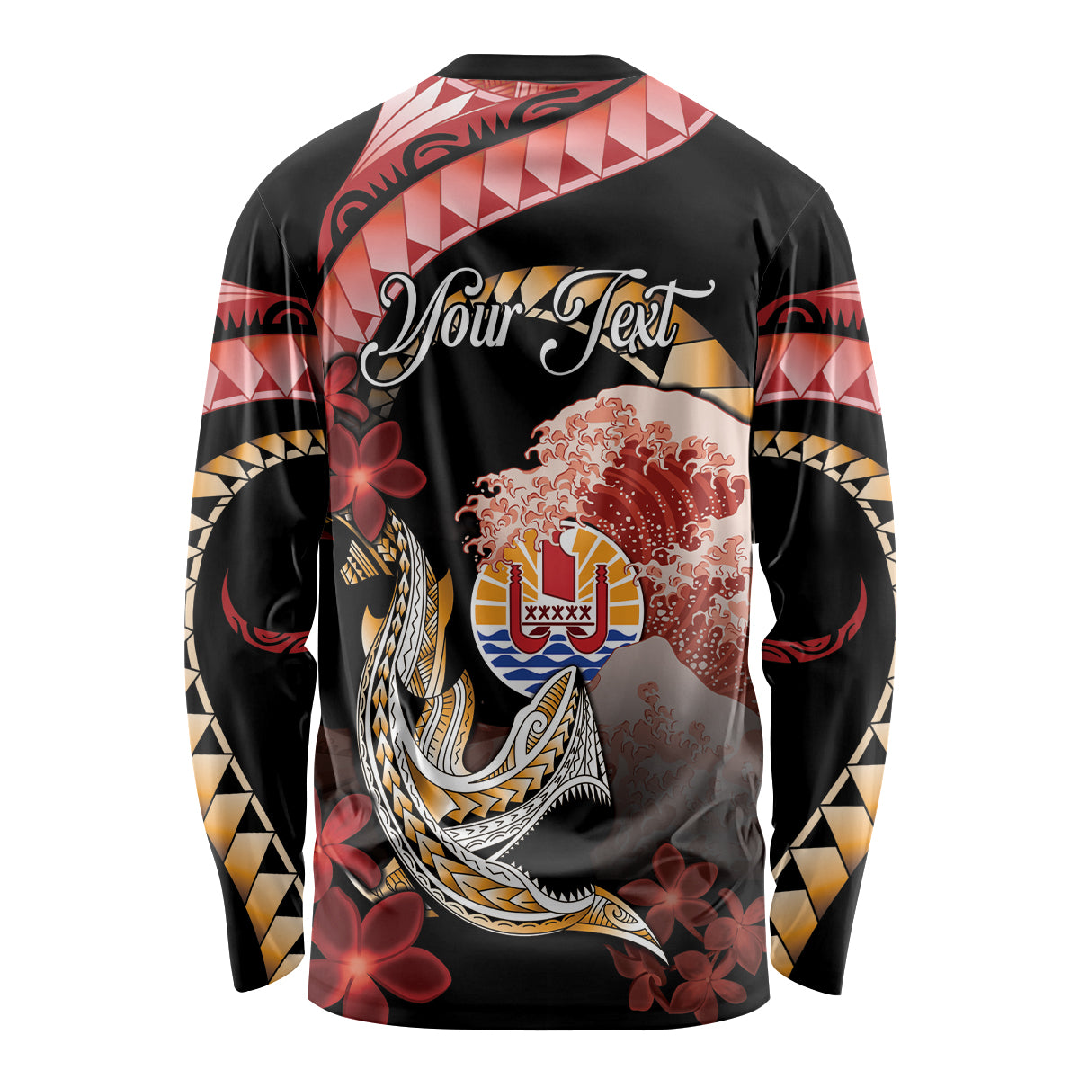 Personalised French Polynesia Victory Day Long Sleeve Shirt Polynesian Pattern Plumeria