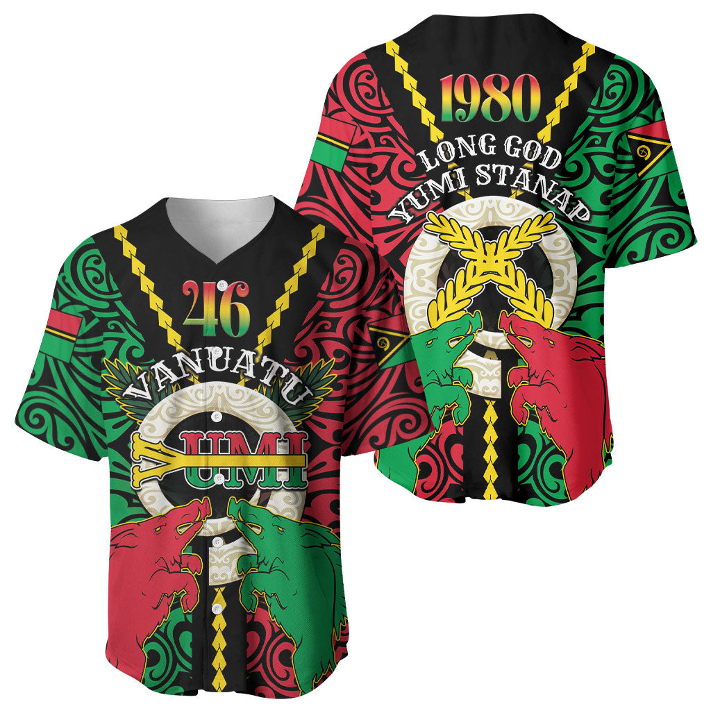Vanuatu 46th Independence Day Baseball Jersey Long God Yumi Stanap Wild Boar LT05 - Polynesian Pride