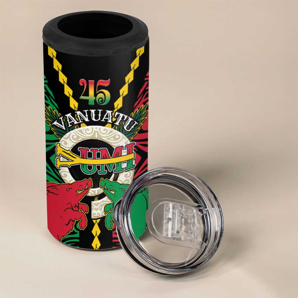 Vanuatu 45th Independence Day 4 in 1 Can Cooler Tumbler Long God Yumi Stanap Wild Boar LT05