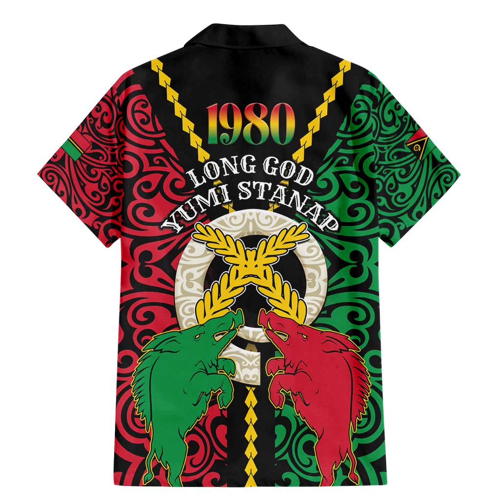 Vanuatu 45th Independence Day Family Matching Mermaid Dress and Hawaiian Shirt Long God Yumi Stanap Wild Boar LT05 - Polynesian Pride