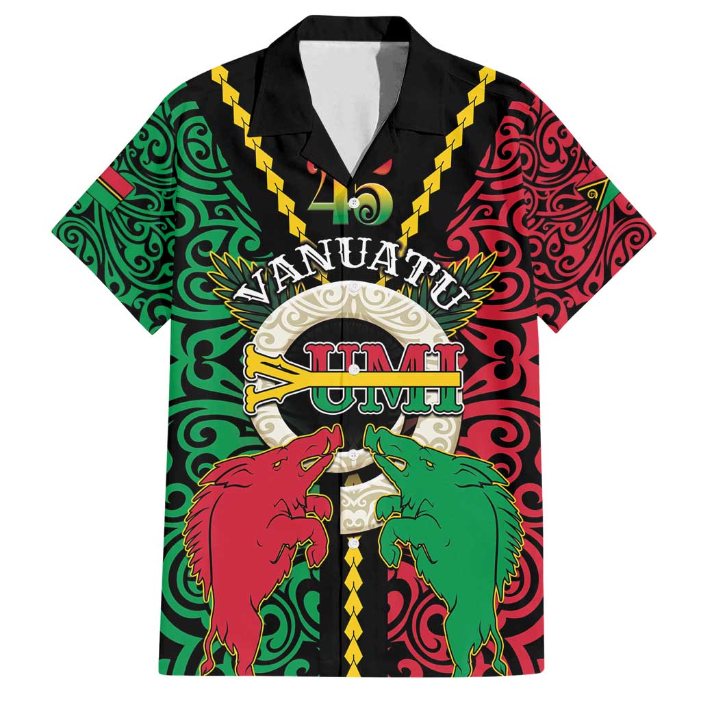 Vanuatu 45th Independence Day Family Matching Puletasi and Hawaiian Shirt Long God Yumi Stanap Wild Boar LT05