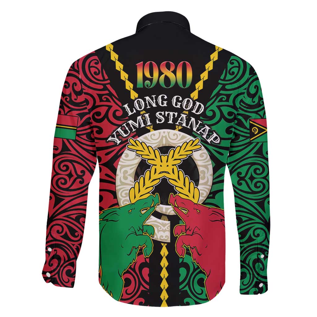 Vanuatu 45th Independence Day Family Matching Short Sleeve Bodycon Dress and Hawaiian Shirt Long God Yumi Stanap Wild Boar LT05 - Polynesian Pride
