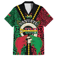 Vanuatu 45th Independence Day Family Matching Tank Maxi Dress and Hawaiian Shirt Long God Yumi Stanap Wild Boar LT05 Dad's Shirt - Short Sleeve Black - Polynesian Pride