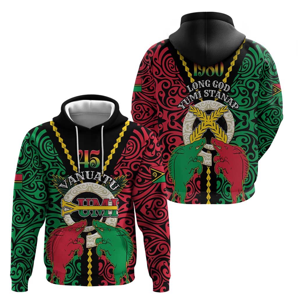 Vanuatu 45th Independence Day Hoodie Long God Yumi Stanap Wild Boar LT05
