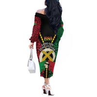Vanuatu 45th Independence Day Off The Shoulder Long Sleeve Dress Long God Yumi Stanap Wild Boar LT05
