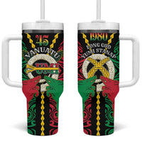 Vanuatu 45th Independence Day Tumbler With Handle Long God Yumi Stanap Wild Boar LT05