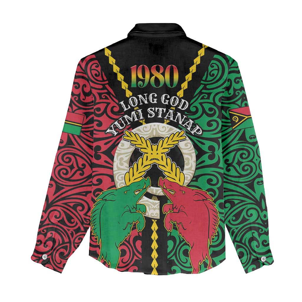 Vanuatu 45th Independence Day Women Casual Shirt Long God Yumi Stanap Wild Boar LT05 - Polynesian Pride
