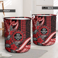 Hawaii Lahainaluna High School Laundry Basket Tribal Tattoo With Hibiscus Flowers LT05 - Polynesian Pride