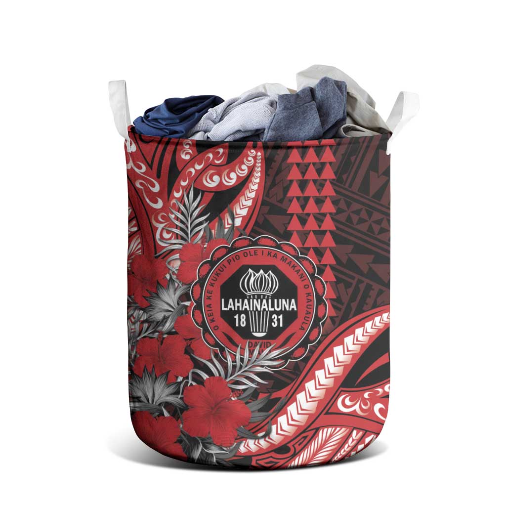 Hawaii Lahainaluna High School Laundry Basket Tribal Tattoo With Hibiscus Flowers LT05 - Polynesian Pride