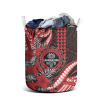 Hawaii Lahainaluna High School Laundry Basket Tribal Tattoo With Hibiscus Flowers LT05 - Polynesian Pride