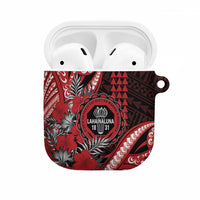 Hawaii Lahainaluna High School AirPods Case Tribal Tattoo With Hibiscus Flowers LT05 Red - Polynesian Pride