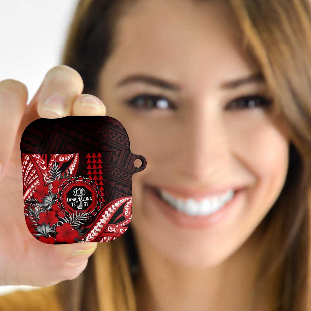Hawaii Lahainaluna High School AirPods Case Tribal Tattoo With Hibiscus Flowers LT05 - Polynesian Pride