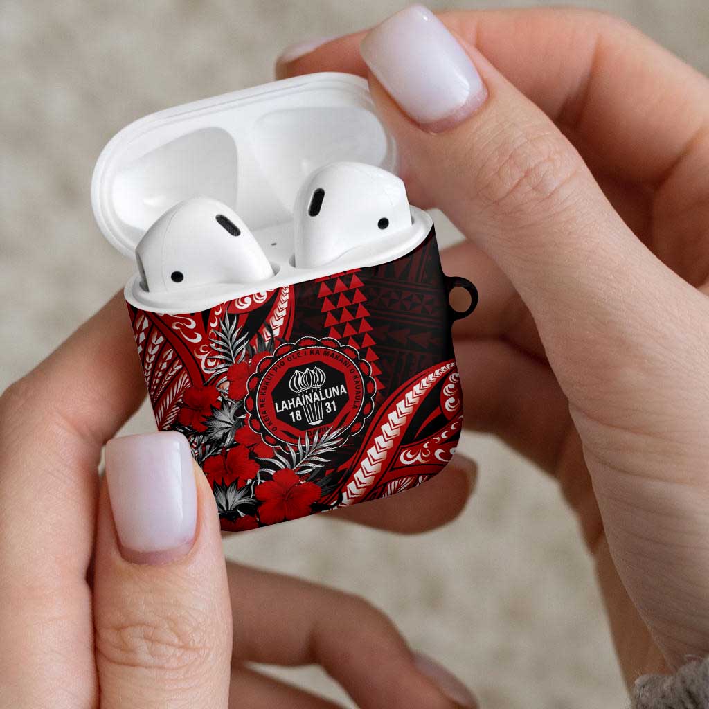 Hawaii Lahainaluna High School AirPods Case Tribal Tattoo With Hibiscus Flowers LT05 - Polynesian Pride