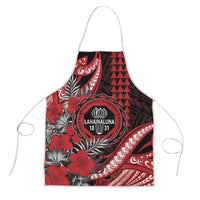 Hawaii Lahainaluna High School Apron Tribal Tattoo With Hibiscus Flowers LT05 Red - Polynesian Pride