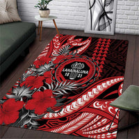 Hawaii Lahainaluna High School Area Rug Tribal Tattoo With Hibiscus Flowers LT05 Red - Polynesian Pride