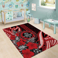 Hawaii Lahainaluna High School Area Rug Tribal Tattoo With Hibiscus Flowers LT05 - Polynesian Pride