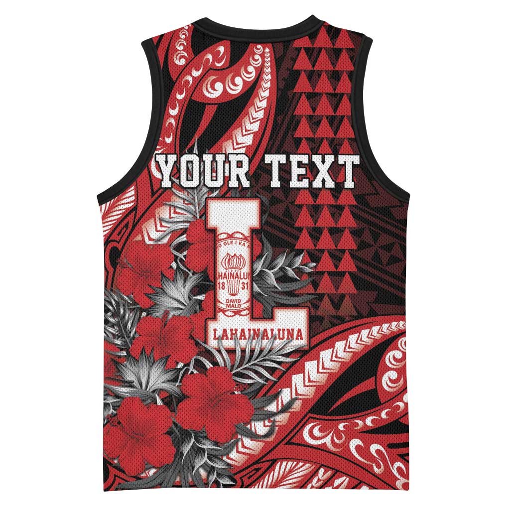 Personalized Hawaii Lahainaluna High School Basketball Jersey Tribal Tattoo With Hibiscus Flowers LT05 - Polynesian Pride