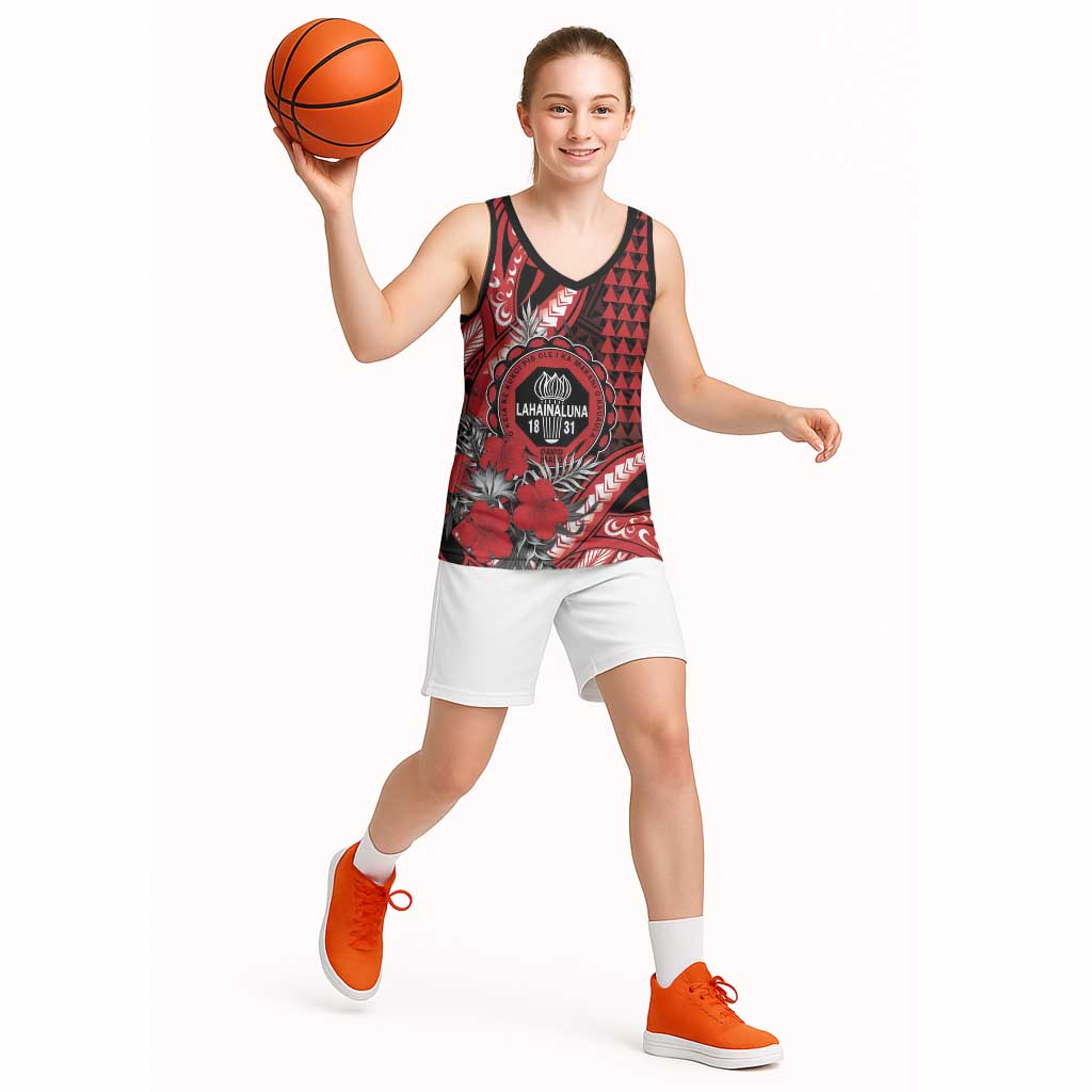 Personalized Hawaii Lahainaluna High School Basketball Jersey Tribal Tattoo With Hibiscus Flowers LT05 - Polynesian Pride