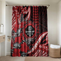 Hawaii Lahainaluna High School Bathroom Set Tribal Tattoo With Hibiscus Flowers LT05 Shower Curtain Only Red - Polynesian Pride