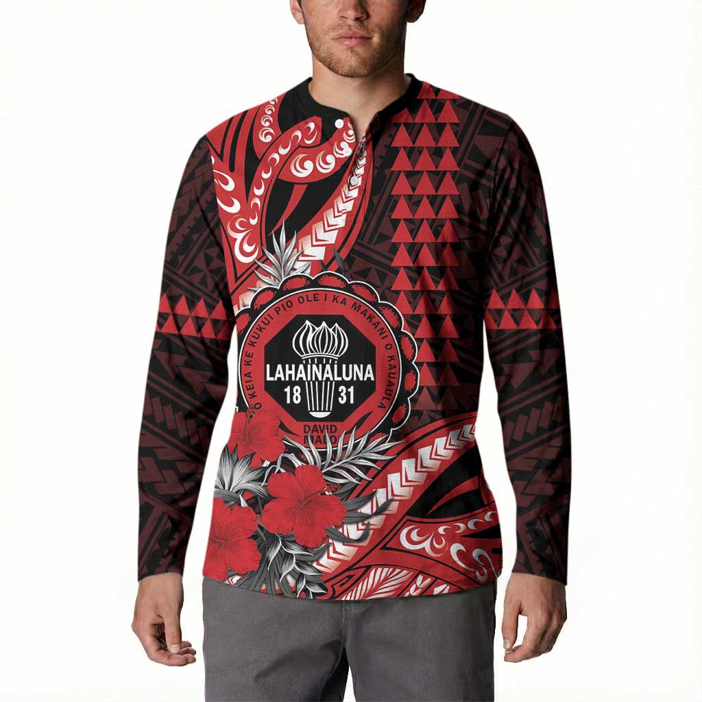Personalized Hawaii Lahainaluna High School Button Sweatshirt Tribal Tattoo With Hibiscus Flowers LT05 - Polynesian Pride