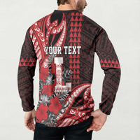 Personalized Hawaii Lahainaluna High School Button Sweatshirt Tribal Tattoo With Hibiscus Flowers LT05 - Polynesian Pride