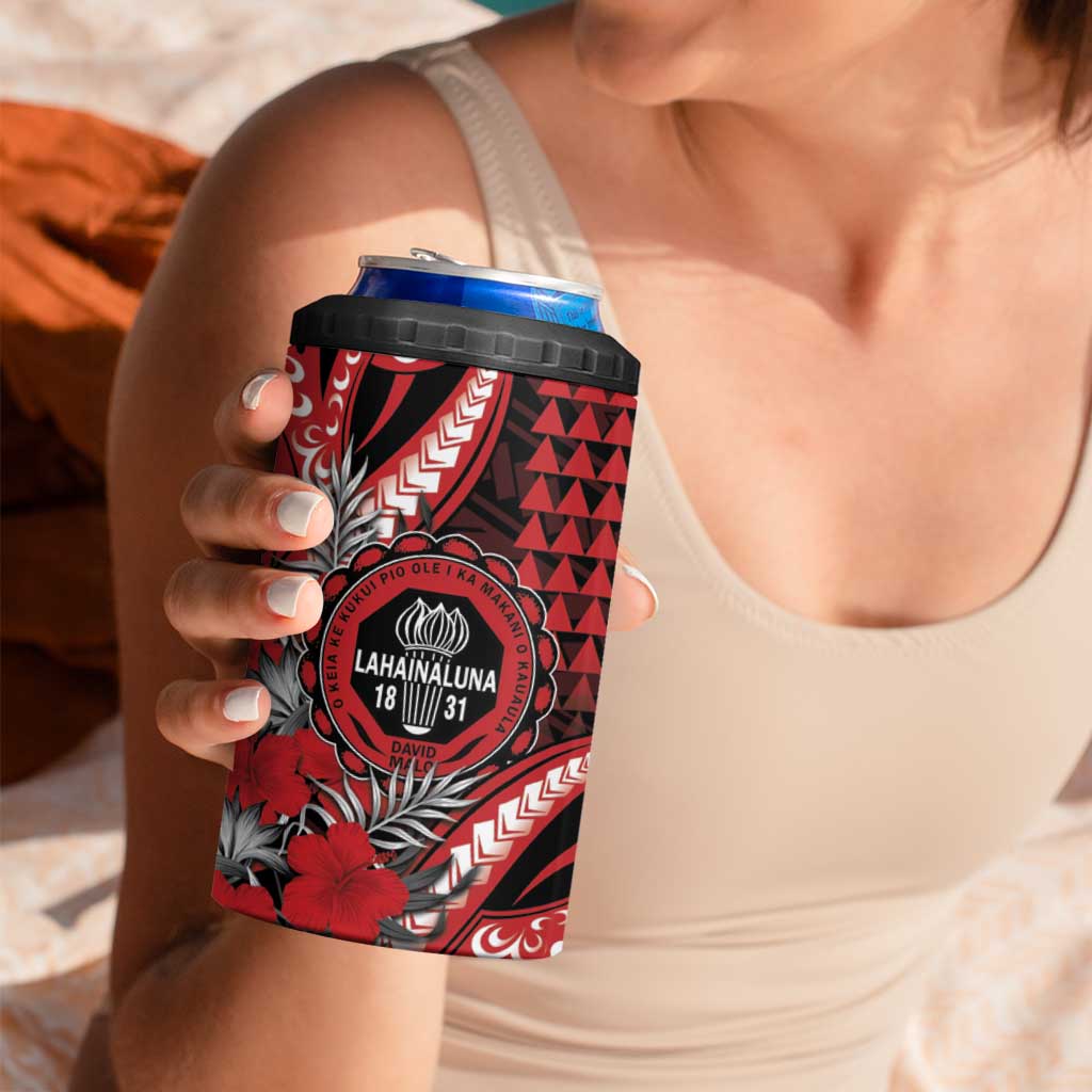 Personalized Hawaii Lahainaluna High School 4 in 1 Can Cooler Tumbler Tribal Tattoo With Hibiscus Flowers LT05 - Polynesian Pride
