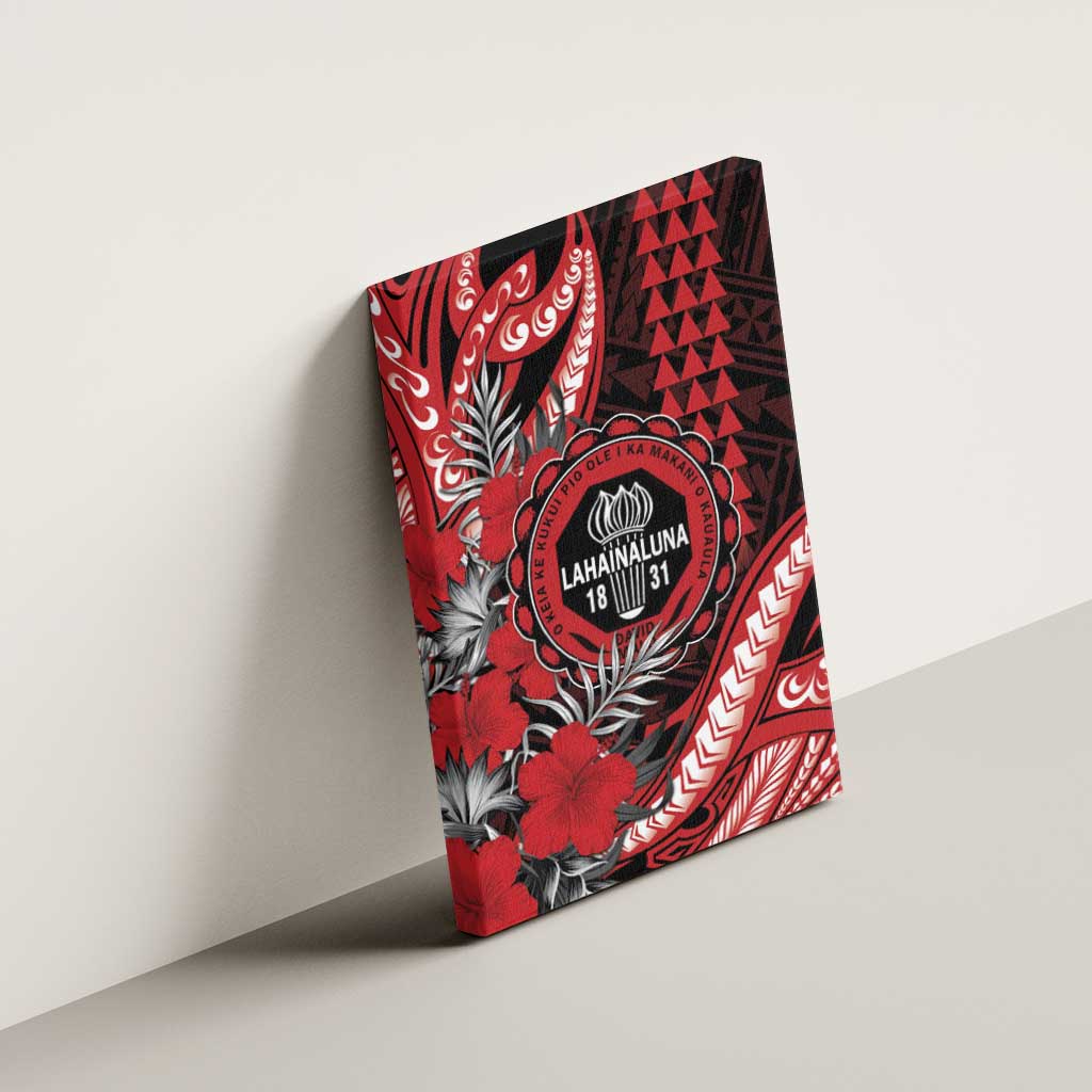 Hawaii Lahainaluna High School Canvas Wall Art Tribal Tattoo With Hibiscus Flowers LT05 - Polynesian Pride