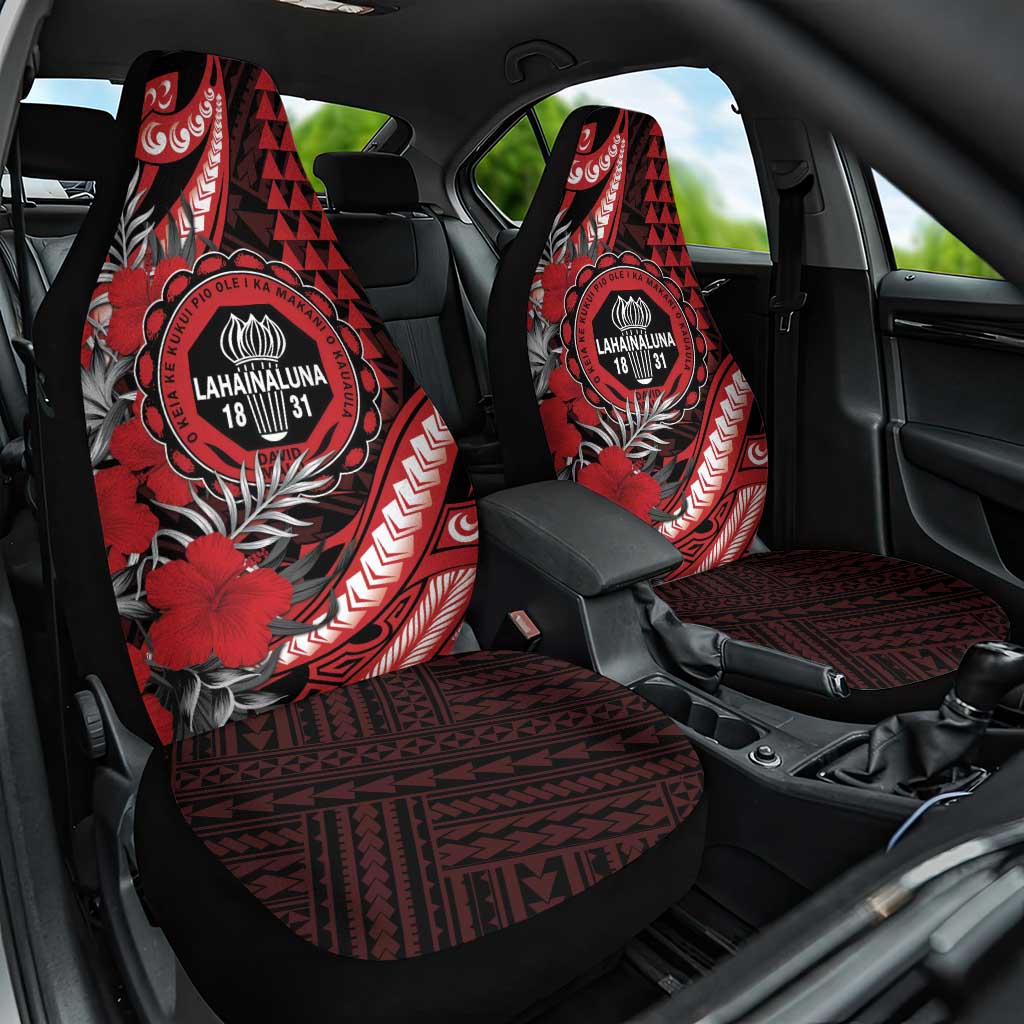 Hawaii Lahainaluna High School Car Seat Cover Tribal Tattoo With Hibiscus Flowers