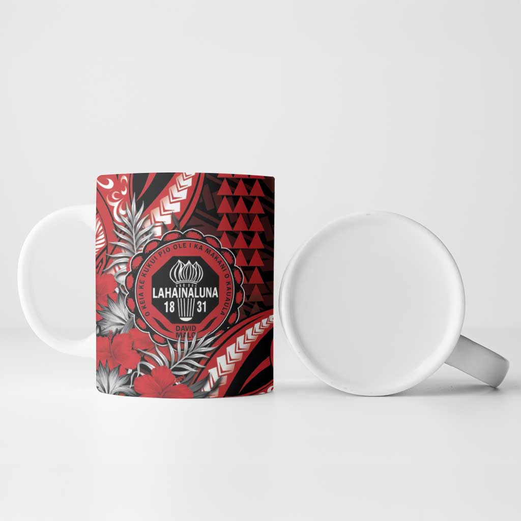 Personalized Hawaii Lahainaluna High School Ceramic Mug Tribal Tattoo With Hibiscus Flowers LT05 - Polynesian Pride