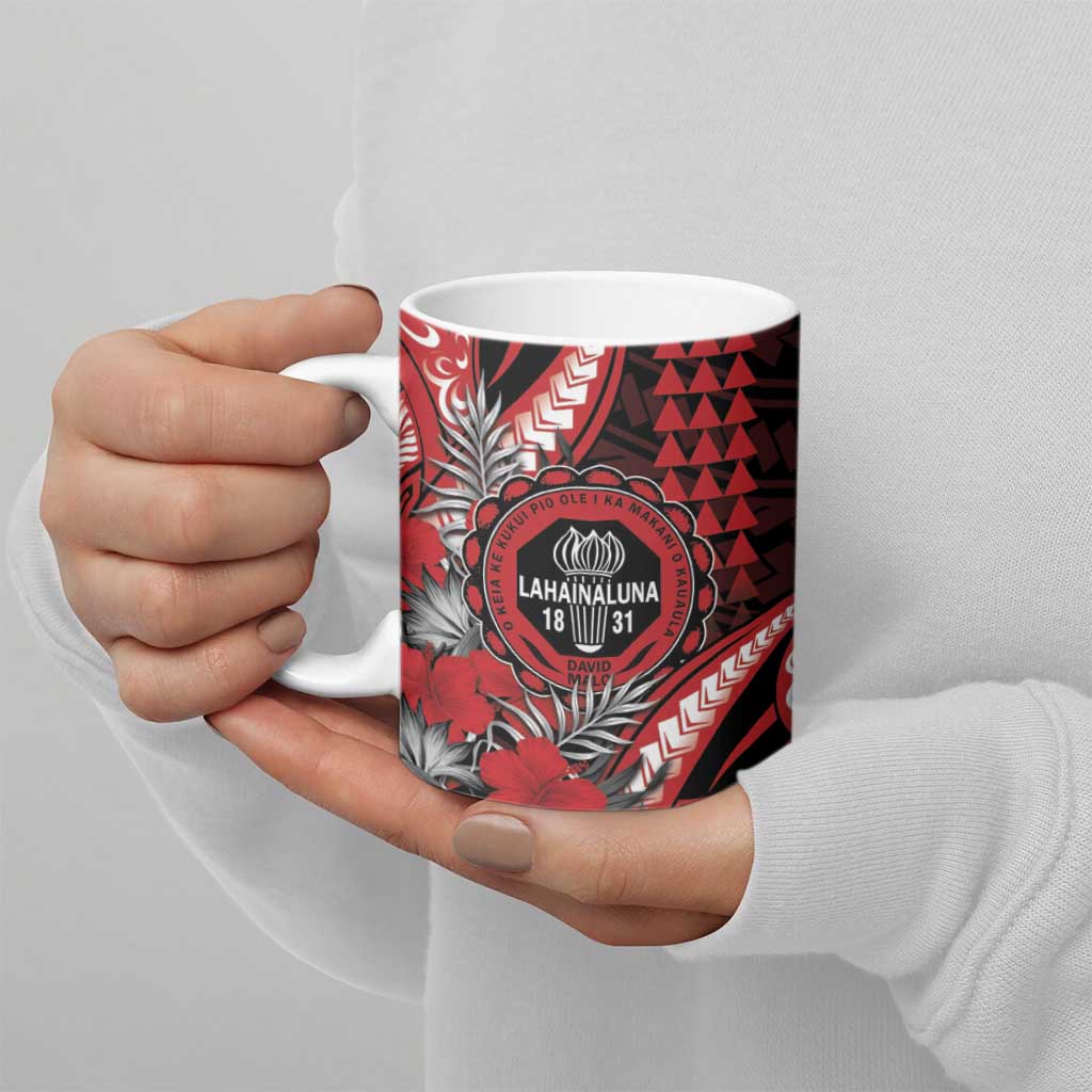 Personalized Hawaii Lahainaluna High School Ceramic Mug Tribal Tattoo With Hibiscus Flowers LT05 - Polynesian Pride