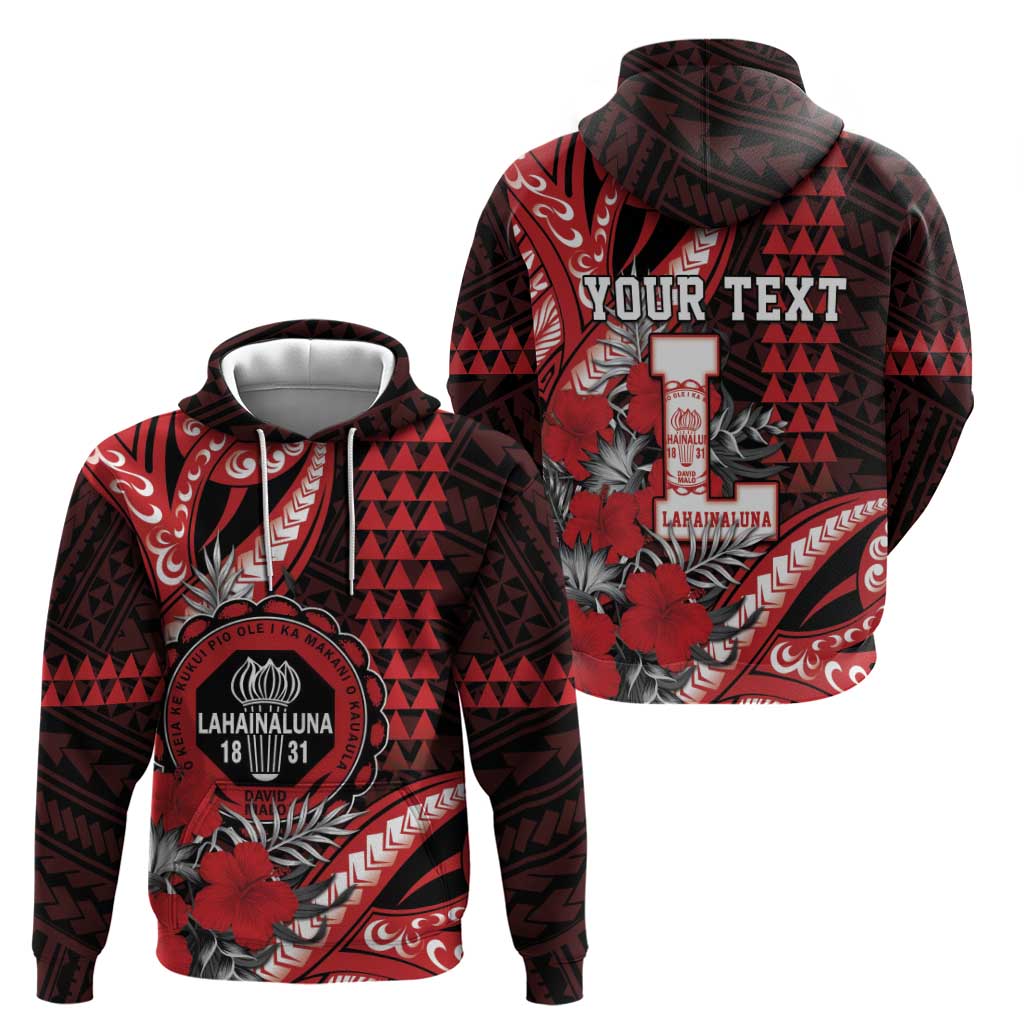 Personalized Hawaii Lahainaluna High School Hoodie Tribal Tattoo With Hibiscus Flowers LT05 - Polynesian Pride