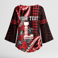 Personalized Hawaii Lahainaluna High School Kimono Sleeve Blouse Tribal Tattoo With Hibiscus Flowers LT05 - Polynesian Pride
