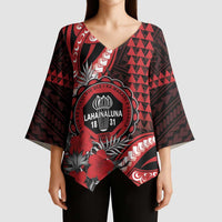Personalized Hawaii Lahainaluna High School Kimono Sleeve Blouse Tribal Tattoo With Hibiscus Flowers LT05 - Polynesian Pride