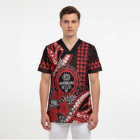 Personalized Hawaii Lahainaluna High School Scrub Top Tribal Tattoo With Hibiscus Flowers LT05 - Polynesian Pride