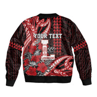Personalized Hawaii Lahainaluna High School Sleeve Zip Bomber Jacket Tribal Tattoo With Hibiscus Flowers LT05 - Polynesian Pride