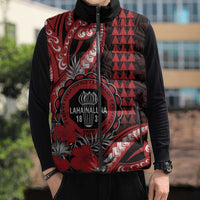 Personalized Hawaii Lahainaluna High School Sleeveless Puffer Jacket Tribal Tattoo With Hibiscus Flowers LT05 - Polynesian Pride