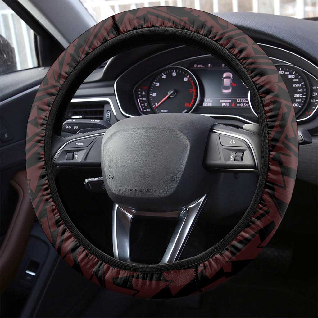 Hawaii Lahainaluna High School Steering Wheel Cover Tribal Tattoo With Hibiscus Flowers LT05 - Polynesian Pride