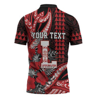 Personalized Hawaii Lahainaluna High School Zipper Polo Shirt Tribal Tattoo With Hibiscus Flowers LT05 - Polynesian Pride