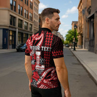 Personalized Hawaii Lahainaluna High School Zipper Polo Shirt Tribal Tattoo With Hibiscus Flowers LT05 - Polynesian Pride