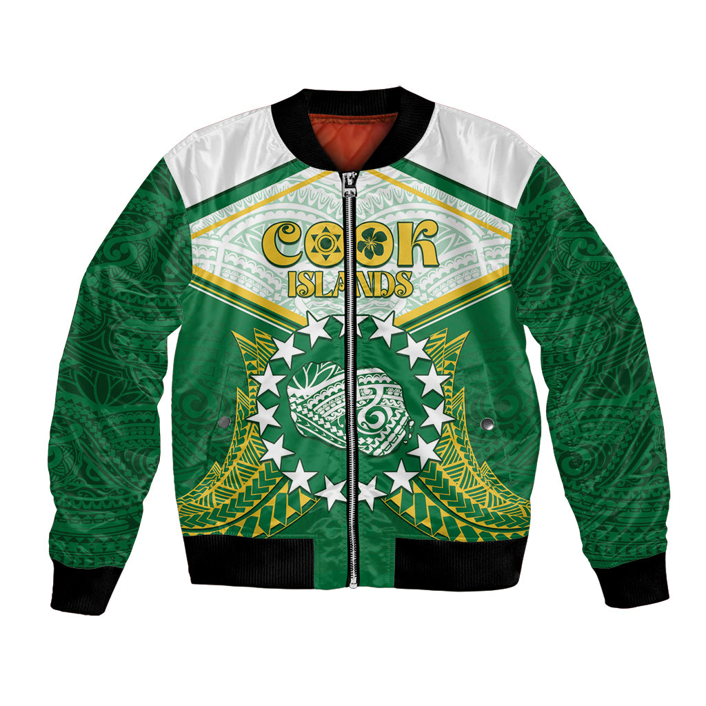 Personalised Cook Islands Ra o te Ui Ariki Bomber Jacket Polynesian Pattern LT05 Unisex Green - Polynesian Pride