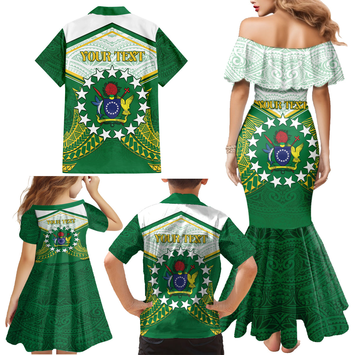 Personalised Cook Islands Ra o te Ui Ariki Family Matching Mermaid Dress and Hawaiian Shirt Polynesian Pattern LT05 - Polynesian Pride