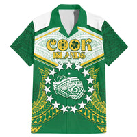 Personalised Cook Islands Ra o te Ui Ariki Family Matching Mermaid Dress and Hawaiian Shirt Polynesian Pattern LT05 Dad's Shirt - Short Sleeve Green - Polynesian Pride
