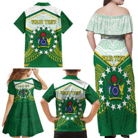 Personalised Cook Islands Ra o te Ui Ariki Family Matching Off Shoulder Maxi Dress and Hawaiian Shirt Polynesian Pattern LT05 - Polynesian Pride