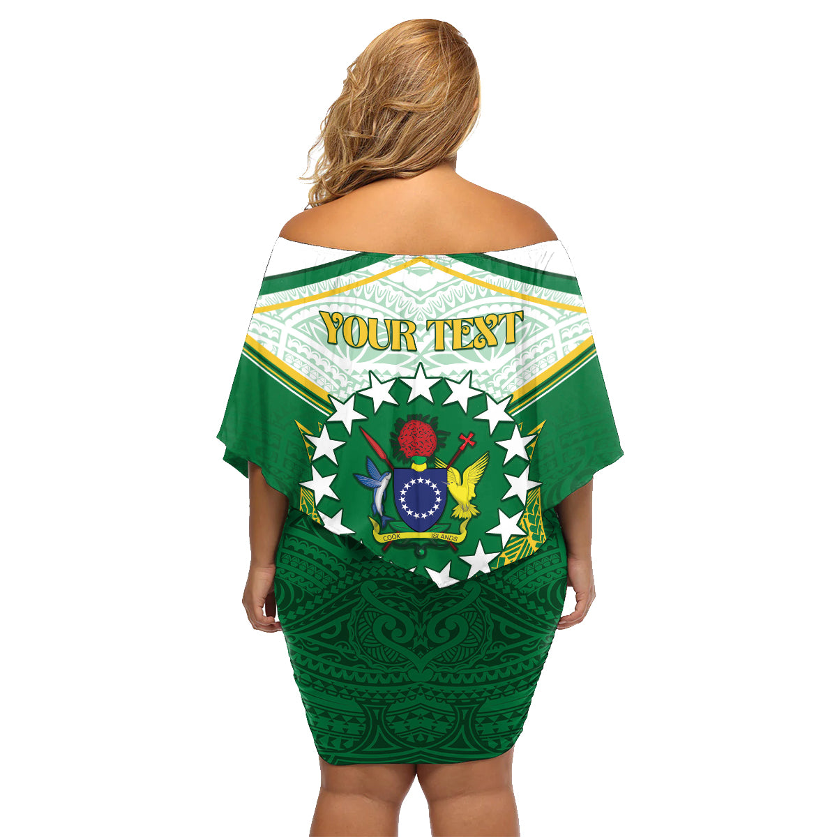 Personalised Cook Islands Ra o te Ui Ariki Family Matching Off Shoulder Short Dress and Hawaiian Shirt Polynesian Pattern LT05 - Polynesian Pride