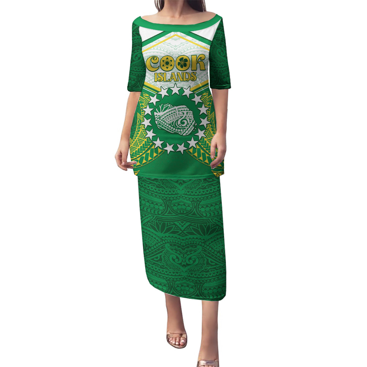Personalised Cook Islands Ra o te Ui Ariki Family Matching Puletasi and Hawaiian Shirt Polynesian Pattern